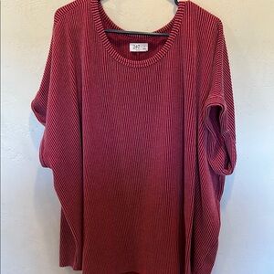 Red Ribbed Knit Top